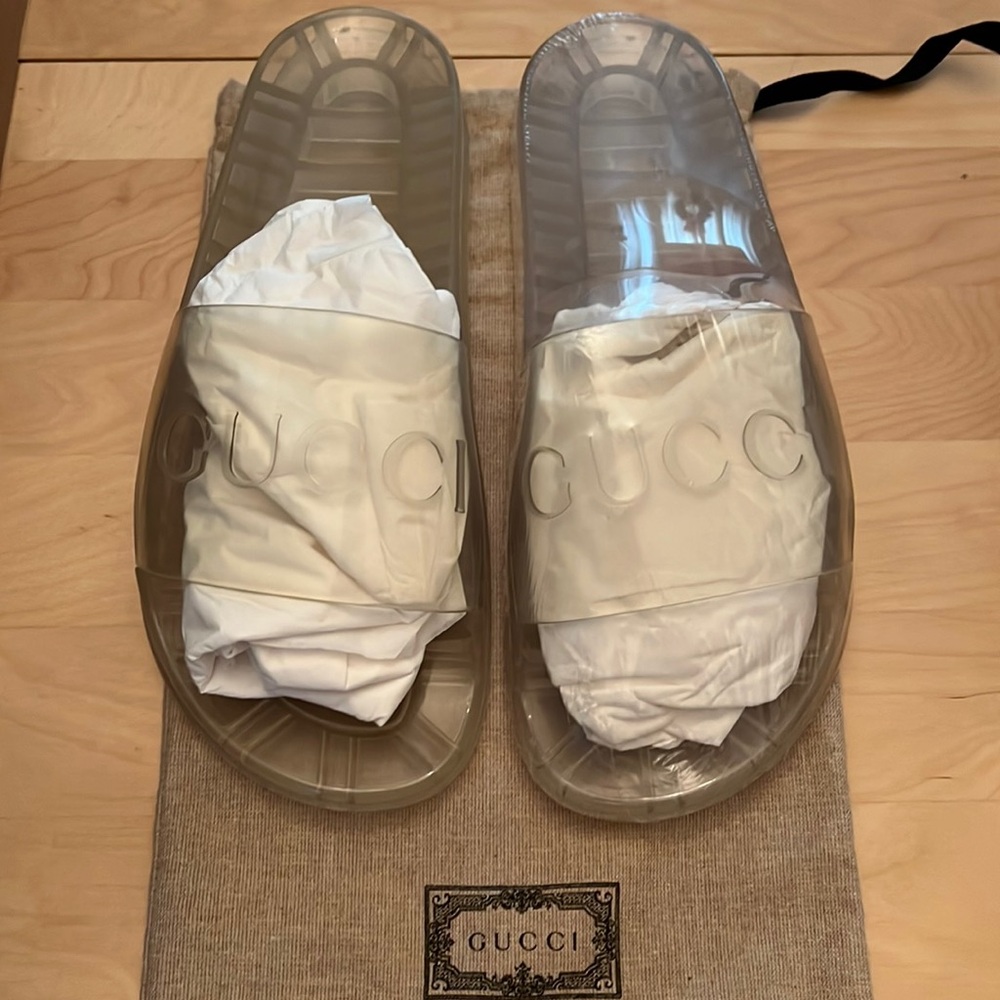 Gucci Mens Clear Rubber Slide Size 10